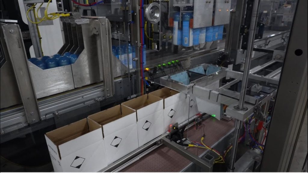 “Revolutionary High-Speed Case Packing System: Streamlined Integration for Aerosol Product Packaging”